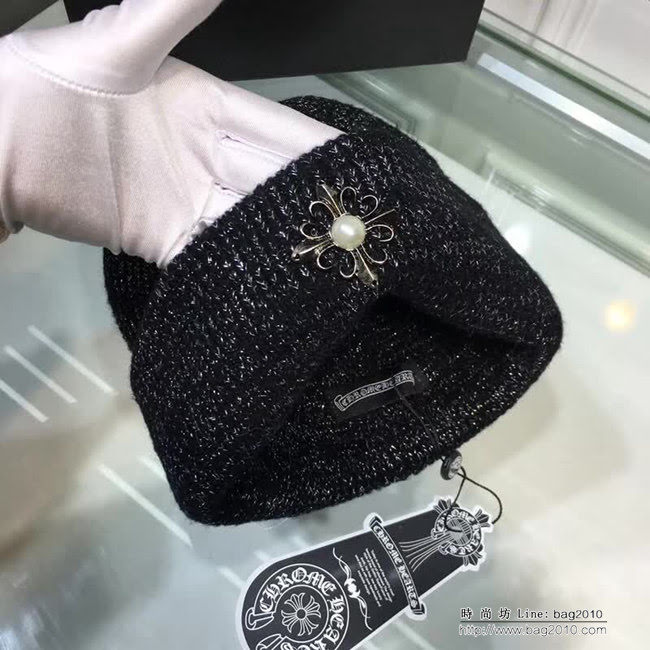 克羅心Chrome Hearts 2018早秋 情侶款加厚羊毛圍巾帽子套裝 男女同款 LLWJ8603